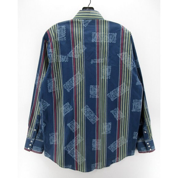 VINTAGE High Noon Shirt Medium Western Pearl Snap Striped Cowboy 90s - Picture 6 of 10